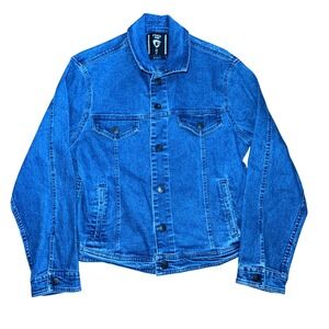 Fried Denim Mens Dark Wash Slim Fit Trucker Jacket Blue Size Medium